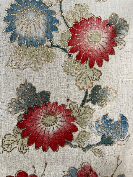 Traditional Block Printed Hand Painted Wallhanging with Mount Fuji: C1930 Japan