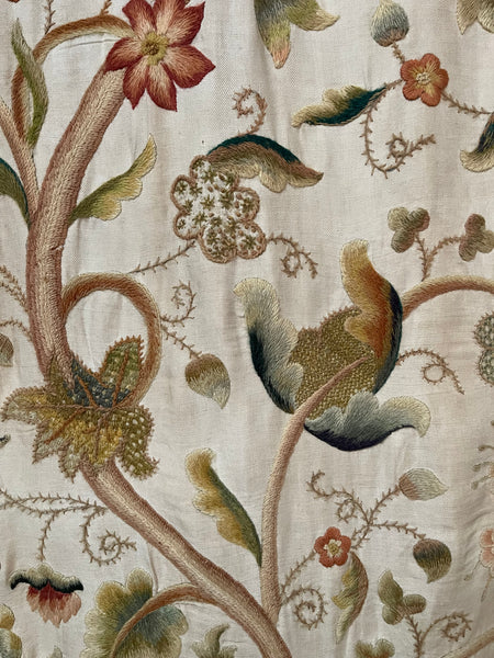 Jacobean Revival Embroidered Tree of Life Crewelwork Wall or Bedhanging: C1900 Britain