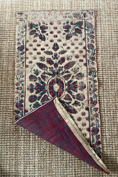 Antique Ottoman Voided Silk Velvet Pillow Yastik: 18th Century Turkey