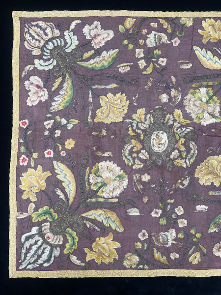 Early Silk and Metal Thread Embroidered Chalice Cover: C17th Europe