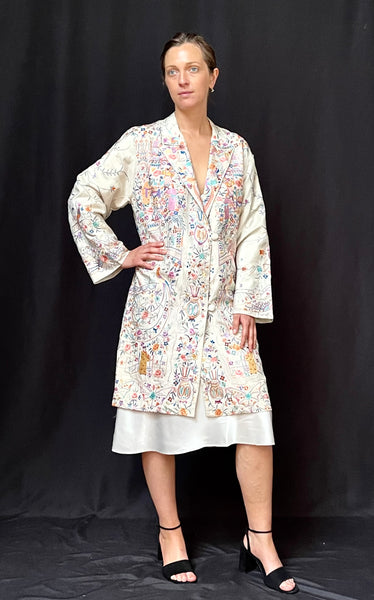 Silk Hand Embroidered Coat with Figures :C1920 China for export
