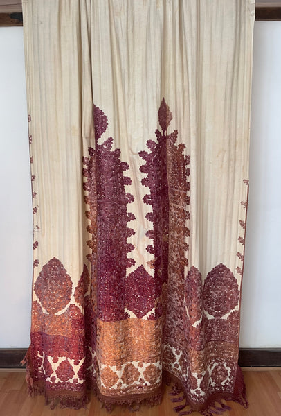 Antique Silk Embroidered Ceremonial Portier Wallhanging: Late C19th early C20th Rabat, Morocco