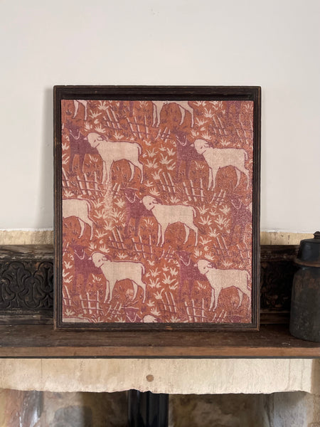 Antique Arts and Crafts Block Printed Lamé with Lambs: C1910/20 Britain