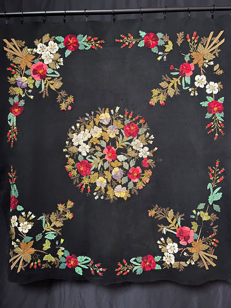 Traditional Folk Art Appliqué and Embroidered Wallhanging: C19th Muhu Island Estonia