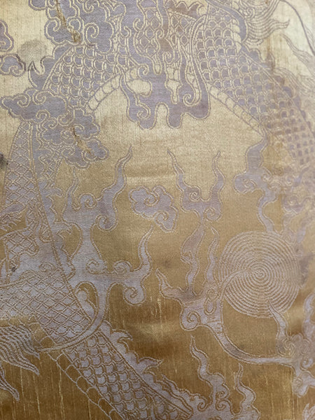 Silk Brocaded Panel with Five Claw Dragon & Symbolic imagery: C1900 Japan