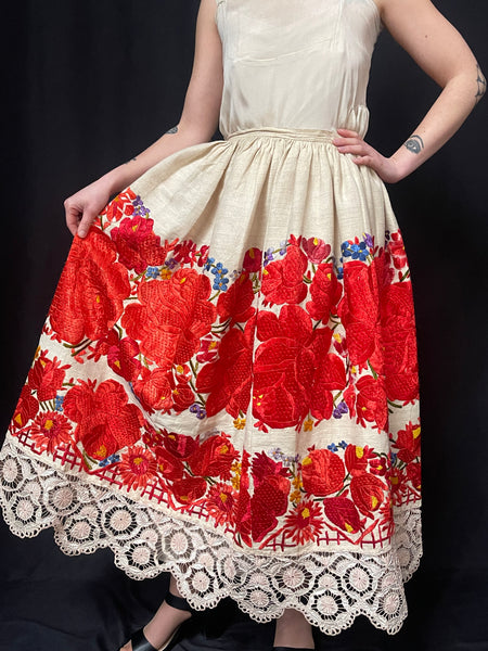 Traditional Eastern European Costume Hand Embroidered Apron: C1910 Croatia