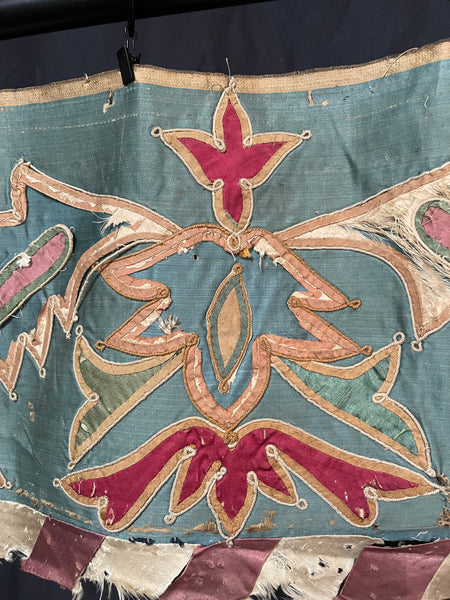 Antique Ottoman Appliqué Embroidered Silk Tent Bands: C17 Turkey