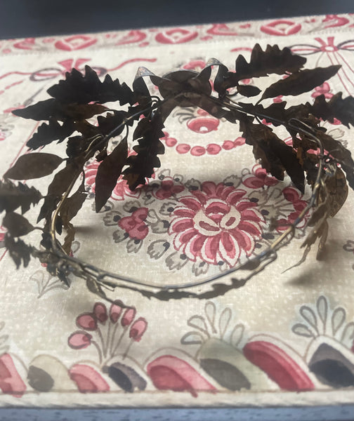 Decorative Gold Gilt Toleware Headdress Laurel & Oak Leaves: C1900 France