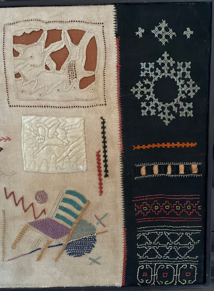 Mid Century Folk Art Festival of Britain Era Modernist Embroidered Sampler: C1950s Britain