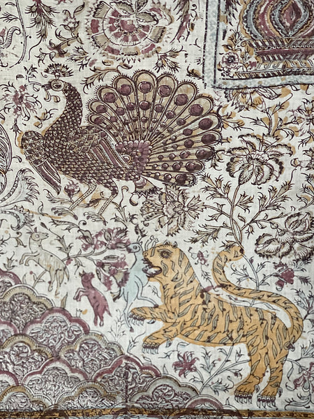 Antique Hand Block Printed Kalamkari Wallhanging: C19th India