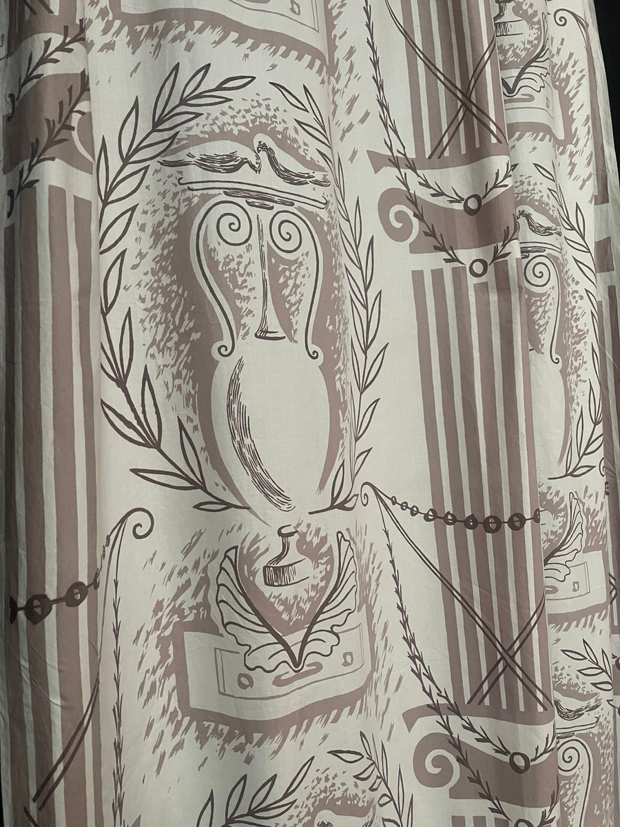 Mid Century Textile with Columns, Urns & Birds Shelia Walsh for Allan ...
