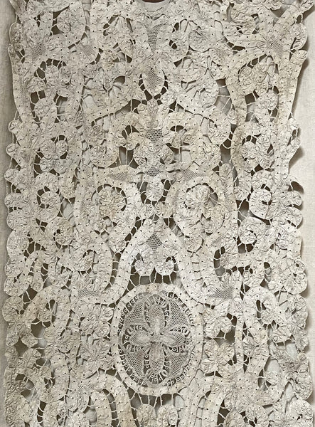 Early Antique Milanese Tape Lace Panel Handmade Collectable Italian Antique Lace: C18th Century, Milan, Italy