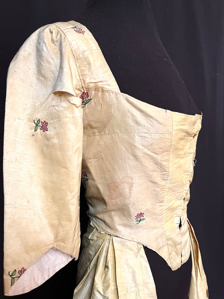 Rare Hand Embroidered Silk Bodice and Partial Skirt : C18th Gujarat India for export to Europe