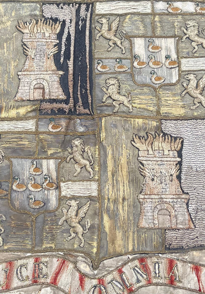 Antique Embroidered Armorial Coat of Arms: C17th Europe