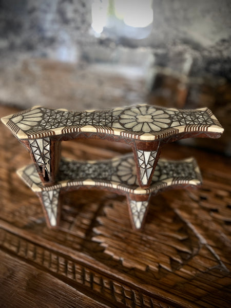 Antique Inlaid Mother of Pearl Wooden Shoes Collectable Traditional Ottoman Costume: C19th Ottoman Turkey