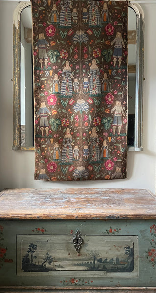 Antique Folk Art Jacobean Revival Figurative Wallhanging: Early 20th Century Europe. 150 x 79cm