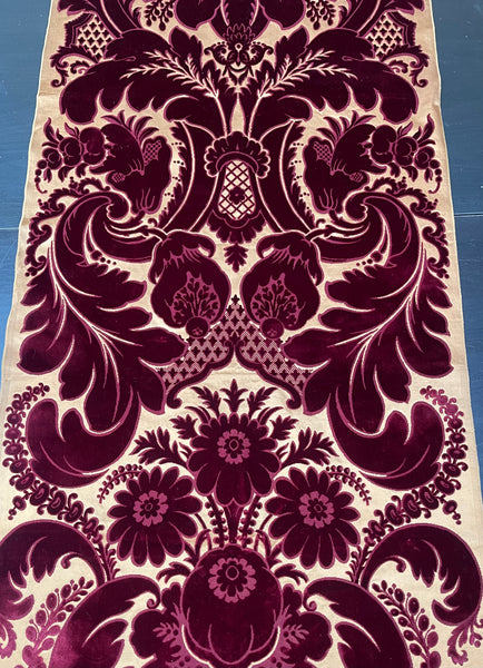 Rare Antique Cut Silk Velvet Panel Handmade Venetian Ciséle: 17th Century, Venice, Italy