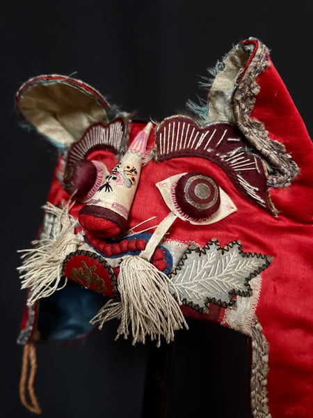 Antique Child’s Silk Embroidered Festival Hat Cat: C20th China