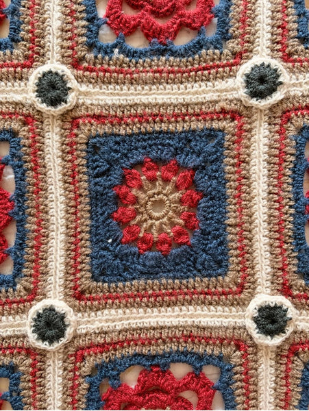 Handmade Crochet Patchwork Throw Blanket: C1960 Britain
