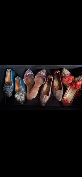 Pair Traditional Beaded Silk Velvet Mules Child’s: C190O Indonisia