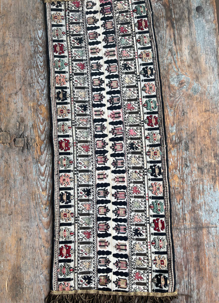 Antique Greek Island Embroidered Table Runner Panel: C19th Greece