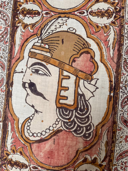 Antique Hand Painted Kalamkari Portrait Panels: C19th Isfahan, Persia