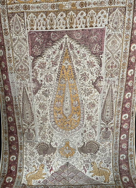 Antique Hand Block Printed Kalamkari Wallhanging: C19th India
