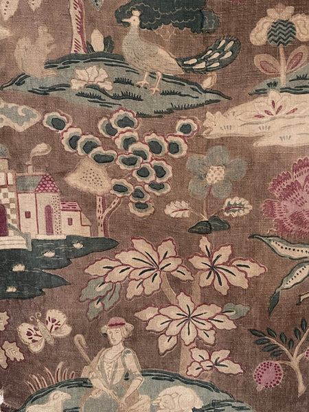 Antique Jacobean Revival Printed Linen Collectable Antique Textiles Design Inspiration Figurative Wallhanging. 83 x 73cm