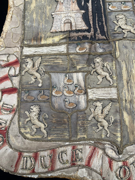 Antique Embroidered Armorial Coat of Arms: C17th Europe