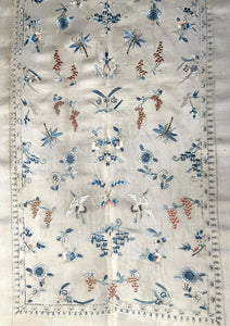 Fine Silk Embroidered Panel with Insects Birds & Flowers: C19th China