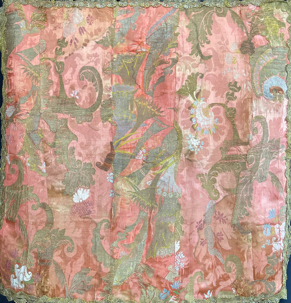 Antique Rare Bizarre Silk Brocaded Panel Rare: Early C18th France