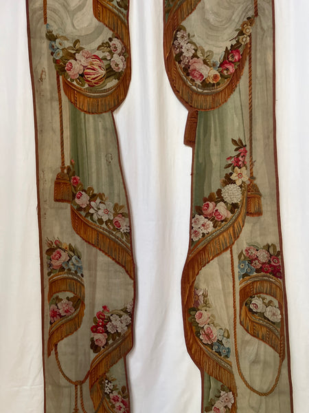 Pair Trompe L’oeil Aubusson Tapestry Portier Wall Hangings: C18th France