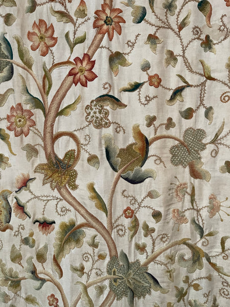 Jacobean Revival Embroidered Tree of Life Crewelwork Wall or Bedhanging: C1900 Britain