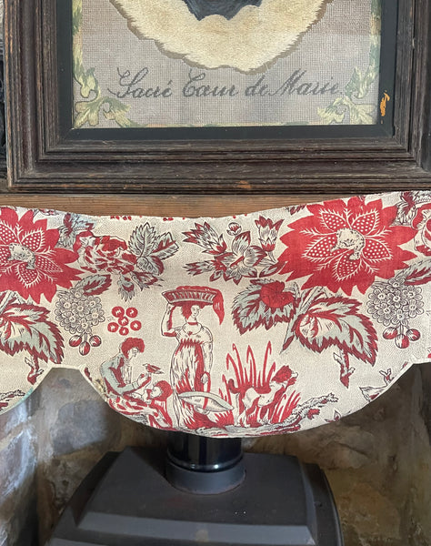 Antique Block Printed Figurative Indienne Pelmet: C18th France