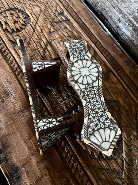 Antique Inlaid Mother of Pearl Wooden Shoes Collectable Traditional Ottoman Costume: C19th Ottoman Turkey