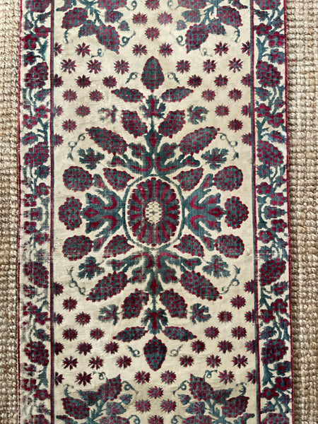 Antique Ottoman Voided Silk Velvet Pillow Yastik: 18th Century Turkey