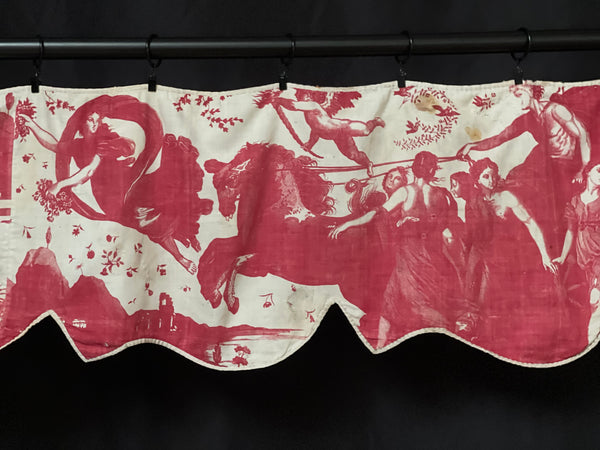 Antique Toile de Nantes ‘Chariot of Dawn’ Pelmet: C18th France