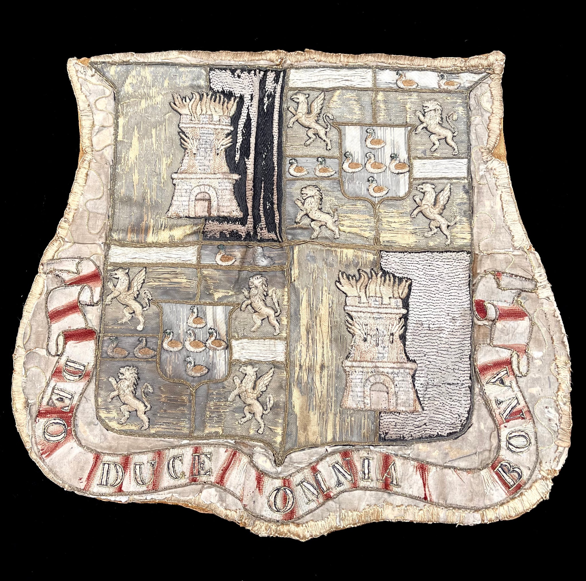 Antique Embroidered Armorial Coat of Arms: C17th Europe