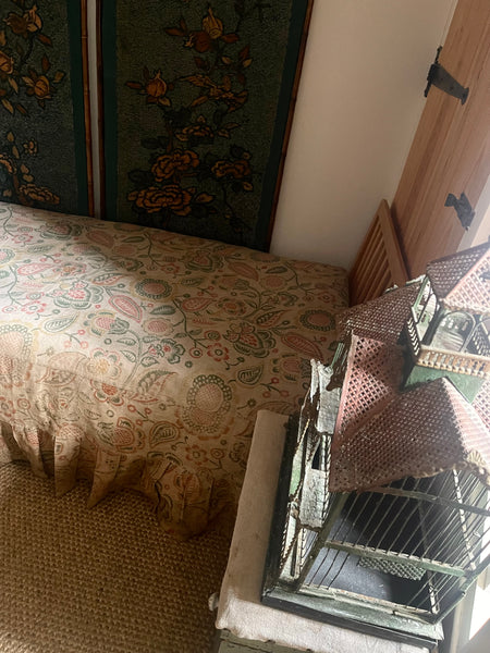 Arts and Crafts Hand Block Printed Folk Art Bedcover: C1910 Britain