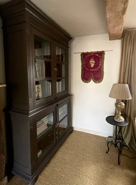 Antique Silk Embroidered Ecclesiastical Wallhanging Banner with Stumpwork Heart: C19th France
