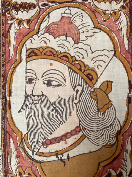 Antique Hand Painted Kalamkari Portrait Panels: C19th Isfahan, Persia
