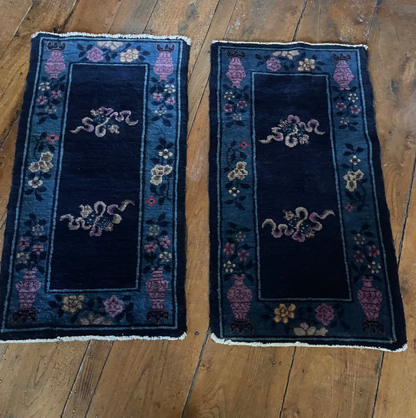 Pair Handmade Art Deco Chinoiserie Rugs: C1920s China