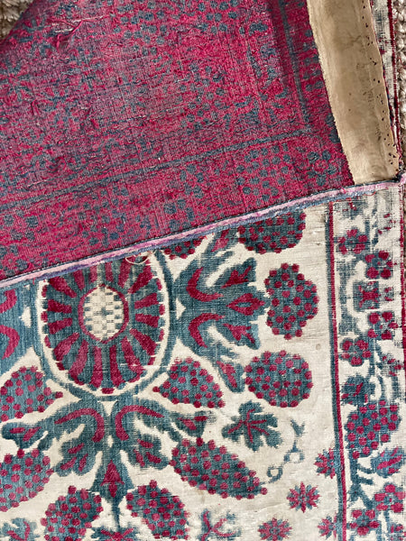 Antique Ottoman Voided Silk Velvet Pillow Yastik: 18th Century Turkey