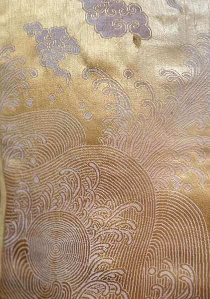 Silk Brocaded Panel with Five Claw Dragon & Symbolic imagery: C1900 Japan