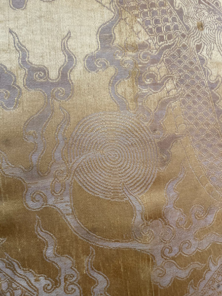 Silk Brocaded Panel with Five Claw Dragon & Symbolic imagery: C1900 Japan