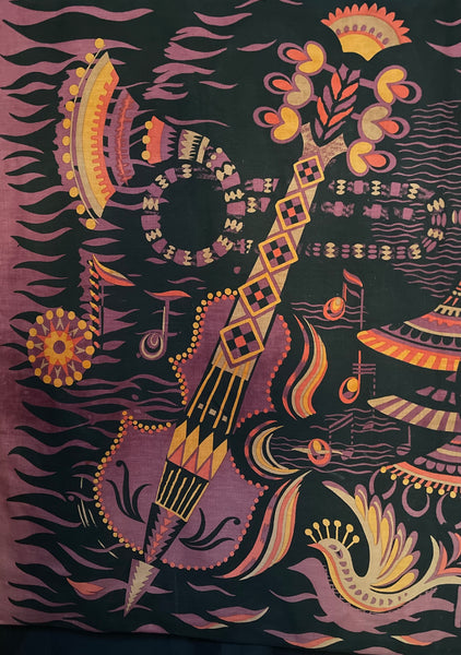 Limited Edition Printed Tapestry Wallhanging Fête by Agnès Courat: mid C20th, France