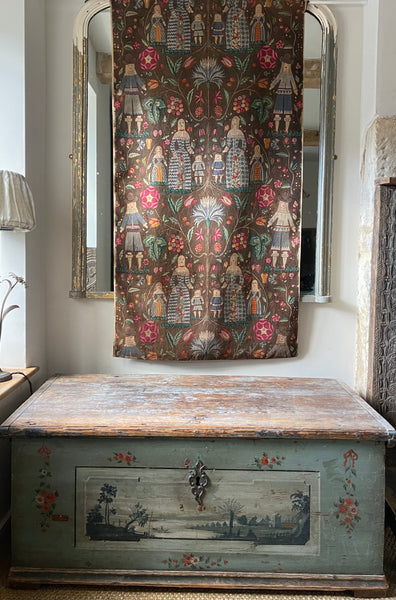 Antique Folk Art Jacobean Revival Figurative Wallhanging: Early 20th Century Europe. 150 x 79cm