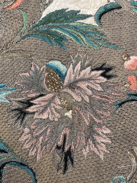 Rare Antique Silk and Gilt Thread Embroidered Apron : C18th England