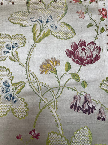 Antique Eighteenth Century Rococo Silk Brocade Panels: C18th Lyon, France