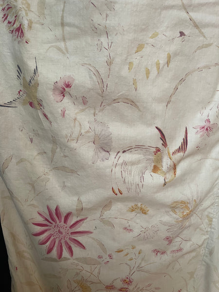 Antique Block Print Chinoiserie Panel Birds Flowers: C1930 France